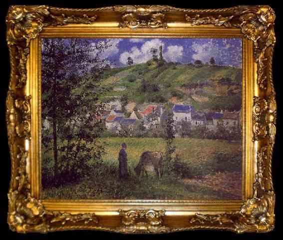framed  Camille Pissaro Landscape at Chaponval, ta009-2